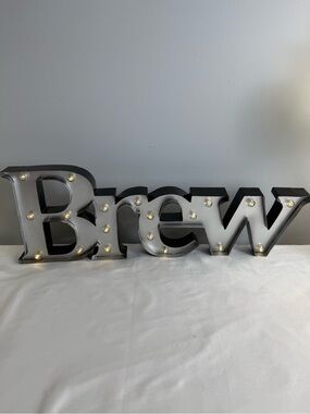 “Brew” Metal Battery Operated Brew Sign Nostalgic Style For Cafe’s Diner’s
